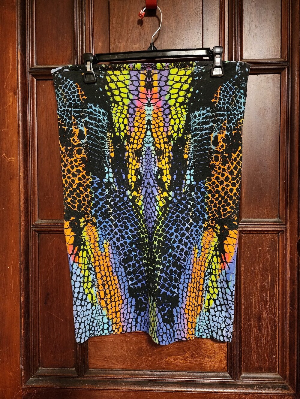 Alexander McQueen Electric Blue Multicolor Reptile Print Skirt-Large